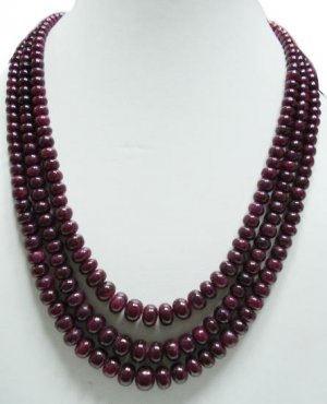 3strand Natural Cabochon Ruby Gemstone String Beads