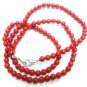 Handmade Natural Coral Gemstone Beads Necklace 4mm