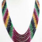 Emerald Colombian Ruby Sapphire Gemstone beads Necklace