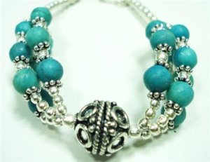 21.24gms Handcrafted German Silver & Turquoise Bracelet