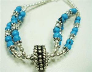 14.71gms Handcrafted German Silver & Turquoise Bracelet