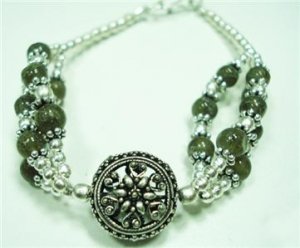 16.75gm Handcrafted German Silver & labradiote Bracelet