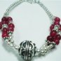 15.98gms Handcrafted German Silver & Jade Bracelet