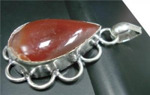 15.92gms Handcrafted German Silver & onyx Pendant