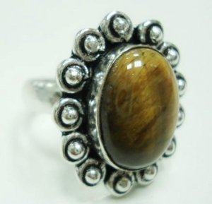 7.51Gms Handcrafted Tiger'eyes Gemstone & Silver Ring