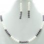Single Strand Fresh Water Pearl With Silver Necklace~