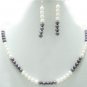 Single Strand Fresh Water Pearl With Silver Necklace~
