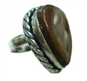 10.07gm Handcrafted Agate Gemstone & Silver Ring