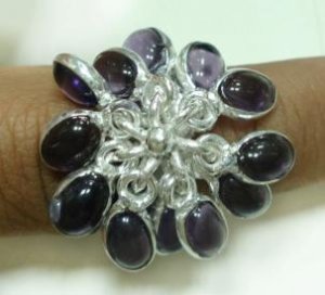 9.71gm Handcrafted Amethyst Gemstone & Silver Ring