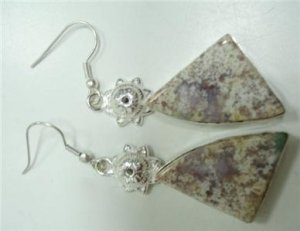 6.84Gms Handcrafted Agate Gemstone & Silver Earring