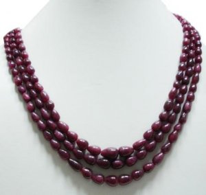 3 Strand Natural Ruby Gemstone Neckalce briolette uniqu