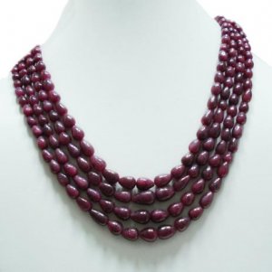 4 Strand Natural Ruby Gemstone briolette  Neckalce Rare