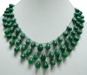 Natural green Emerald Gemstone briolette necklace  rare