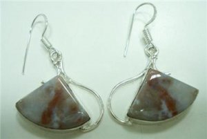 8.06Gm Handcrafted Agate Gemstone & Silver Earring