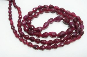 Natural facetted Ruby Gemstone briolette neckalce rare