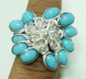 10.20Gm Handcrafted Turquoise Gemstone & Silver Ring