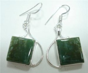 8.08Gms Handcrafted Agate Gemstone & Silver Earring