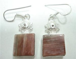 7.82Gms Handcrafted Agate Gemstone & Silver Earring