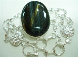 31.69gm Handcrafted Agate Gemstone & Silver Bracelet
