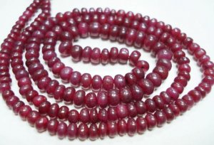 16 " Strand Natural Ruby Beaded Gemstone cabochone rare