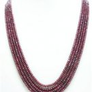 5 strand Natural Ruby facetted Gemstone Beads Necklace