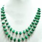 NATURAL COLOMBIAN EMERALD BRIOLETTE BEADED NECKLACE !