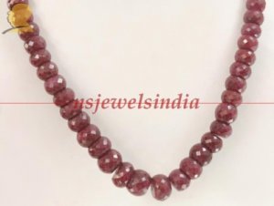Handmade natural red ruby & emerald gemstone necklace