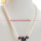 designer natural pearl,sapphire & ruby gemstone string