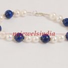 Handcrafted natural pearl & turquoise gemstone bracelet