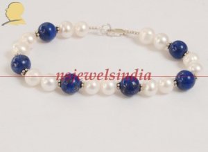 Handcrafted natural pearl & turquoise gemstone bracelet