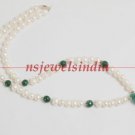 single strand natural pearl gemstone & silver necklace