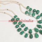 Handmade natural pearl & emerald gemstone necklace