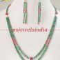 Handcrafted natural emerald & ruby gemstone necklace