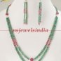 Handcrafted natural emerald & ruby gemstone necklace