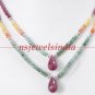 Handmade natural ruby & emerald gemstone necklace