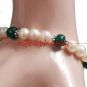 Handcrafted natural emerald & pearl gemstone bracelet