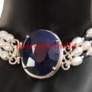 natural fresh water pearl & sapphire Gemstone bracelet