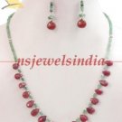 Handmade natural emerald & ruby Gemstone necklace