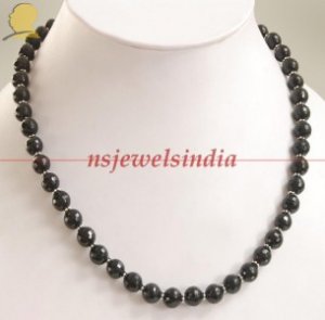 Handcrafted natural black onyx gemstone neckalce