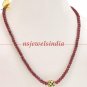 Natural cabochon ruby gemstone &green qurtz boll string