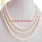 3 strand fresh water pearl gemstone necklace