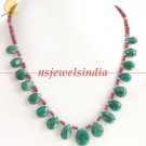 Natural ruby & emerald gemstone with silver necklace