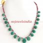 Natural ruby & emerald gemstone with silver necklace