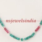 single strand natural ruby & emerald gemstone necklace