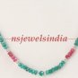 single strand natural ruby & emerald gemstone necklace