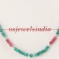 single strand natural ruby & emerald gemstone necklace