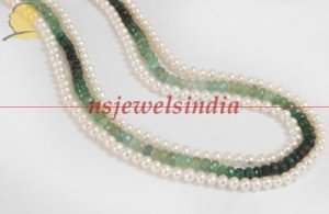 designer natural emerald & pearl gemstone necklace