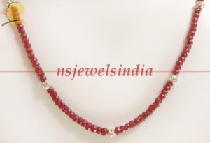 single strand natural red ruby gemstone necklace