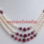 Designer Natural Ruby & Pearl Gemstone silver Necklace