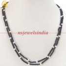 2 strand natural pearl gemstone & silver necklace